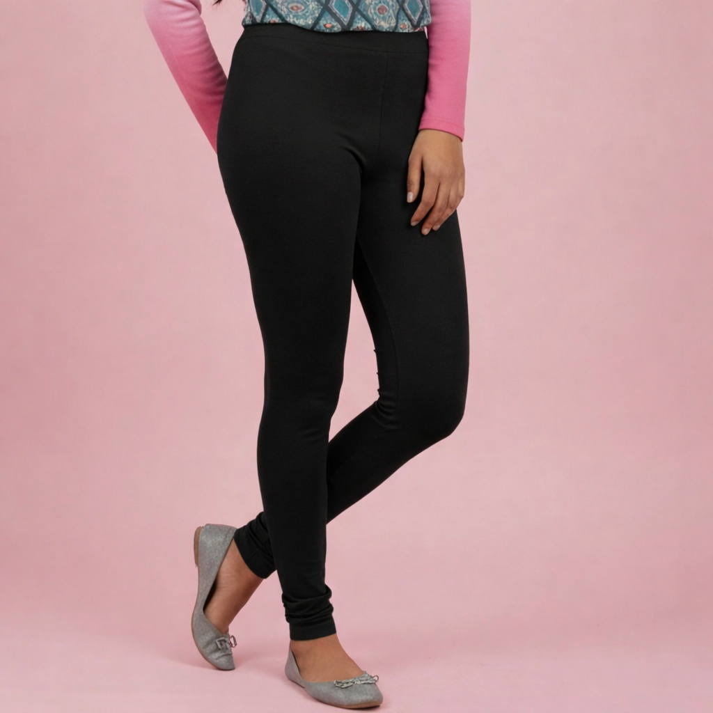 Premium Cotton Stretch Churidar Leggings – Arctic White